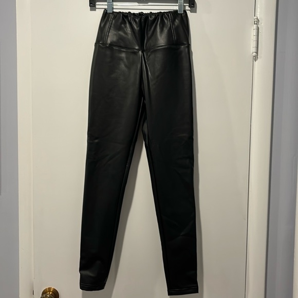 All Saints Black Leather Leggings - Picture 1 of 5